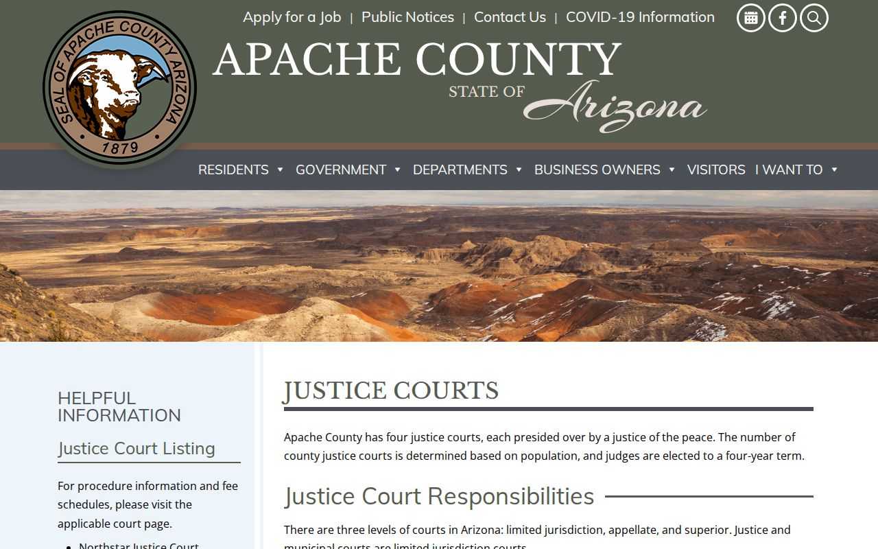 Apache County warrant search justice court directory