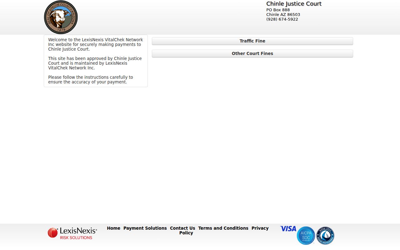 Apache County warrant search Northstar payment portal