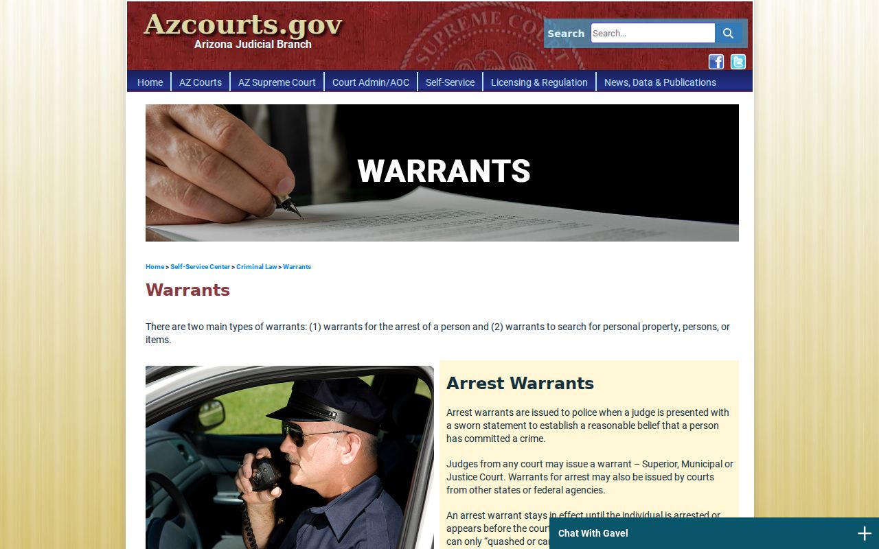 Arizona Courts explanation relevant to Apache County arrest warrants